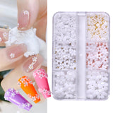 Maxbell Mixed 3D Flower Nail Charms 6 Grids Nail Decoration Supplies for Nail Crafts Style A