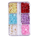 Maxbell Mixed 3D Flower Nail Charms 6 Grids Nail Decoration Supplies for Nail Crafts Style B