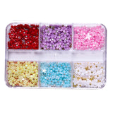 Maxbell Mixed 3D Flower Nail Charms 6 Grids Nail Decoration Supplies for Nail Crafts Style B