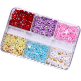 Maxbell Mixed 3D Flower Nail Charms 6 Grids Nail Decoration Supplies for Nail Crafts Style B