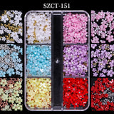 Maxbell Mixed 3D Flower Nail Charms 6 Grids Nail Decoration Supplies for Nail Crafts Style B