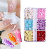 Maxbell Mixed 3D Flower Nail Charms 6 Grids Nail Decoration Supplies for Nail Crafts Style B