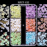 Maxbell Mixed 3D Flower Nail Charms 6 Grids Nail Decoration Supplies for Nail Crafts Style C