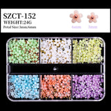 Maxbell Mixed 3D Flower Nail Charms 6 Grids Nail Decoration Supplies for Nail Crafts Style C