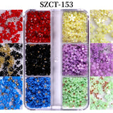 Maxbell Mixed 3D Flower Nail Charms 6 Grids Nail Decoration Supplies for Nail Crafts Style D