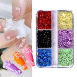 Maxbell Mixed 3D Flower Nail Charms 6 Grids Nail Decoration Supplies for Nail Crafts Style D