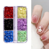 Maxbell Mixed 3D Flower Nail Charms 6 Grids Nail Decoration Supplies for Nail Crafts Style D