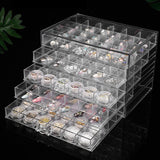 Maxbell Nail Tip Display Case Clear Drawer Empty Earring Rings Necklaces Storage Box transparent