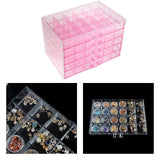 Maxbell Nail Tip Display Case Clear Drawer Empty Earring Rings Necklaces Storage Box clear pink