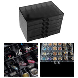 Maxbell Nail Tip Display Case Clear Drawer Empty Earring Rings Necklaces Storage Box clear black