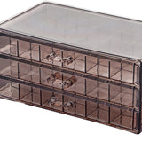 Maxbell Jewelry Storage Box Earring Tray 3 Layer Drawers Earring Holder for Closets Translucent Brown