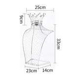 Maxbell Necklace Chain Jewelry Bust Stylish for Countertop Home Bedroom Presentation 25cmx14cmx42cm Silver