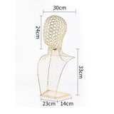 Maxbell Necklace Chain Jewelry Bust Stylish for Countertop Home Bedroom Presentation 30cmx14cmx57cm Gold