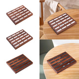 Maxbell Rings Display Stand 20 Slots Wooden Jewelry Tray for Earrings Rings Showcase beige
