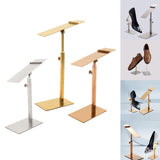 Maxbell 2xShoes Display Stand Anti Slip Durable Men Leather Shoe Shelf for Desktop Shop Sliver