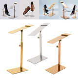 Maxbell 2xShoes Display Stand Anti Slip Durable Men Leather Shoe Shelf for Desktop Shop Sliver