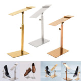 Maxbell 2xShoes Display Stand Anti Slip Durable Men Leather Shoe Shelf for Desktop Shop Sliver