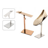 Maxbell 2xShoes Display Stand Anti Slip Durable Men Leather Shoe Shelf for Desktop Shop Sliver