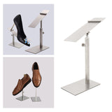 Maxbell 2xShoes Display Stand Anti Slip Durable Men Leather Shoe Shelf for Desktop Shop Sliver