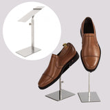 Maxbell 2xShoes Display Stand Anti Slip Durable Men Leather Shoe Shelf for Desktop Shop Sliver