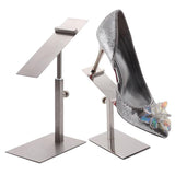 Maxbell 2xShoes Display Stand Anti Slip Durable Men Leather Shoe Shelf for Desktop Shop Sliver