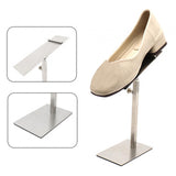 Maxbell 2xShoes Display Stand Anti Slip Durable Men Leather Shoe Shelf for Desktop Shop Sliver