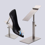 Maxbell 2xShoes Display Stand Anti Slip Durable Men Leather Shoe Shelf for Desktop Shop Sliver