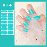 Maxbell Maxbell 16 Pieces Full Nail Wraps Gifts Beauty Cured Gel Nail Strips for Women Salon Green