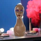 Maxbell Maxbell Bald Manikin Head Wig Display Stand for Beauty Accessories Necklaces Jewelry Red Lip