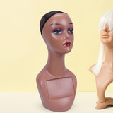 Maxbell Maxbell Bald Mannequin Head Portable Wig Holder for Necklaces Wig Beauty Accessories brown