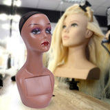 Maxbell Maxbell Bald Mannequin Head Portable Wig Holder for Necklaces Wig Beauty Accessories brown