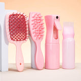 Maxbell Maxbell 4Pcs Portable Hair Brush Set Salon Hairdressing Styling Tool Salon Hair Comb Pink