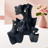 Maxbell 3Pcs Jewelry Display Stand Mannequin Jewelry Stand for Necklace Shop Jewelry Black