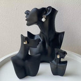 Maxbell 3Pcs Jewelry Display Stand Mannequin Jewelry Stand for Necklace Shop Jewelry Black