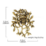 Maxbell Halloween Skull Brooch Pin Sturdy Fashion Dress Accessories Gothic for Party gold