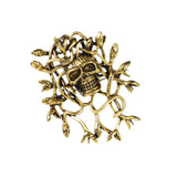 Maxbell Halloween Skull Brooch Pin Sturdy Fashion Dress Accessories Gothic for Party gold