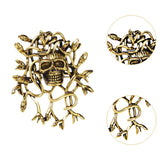 Maxbell Halloween Skull Brooch Pin Sturdy Fashion Dress Accessories Gothic for Party gold