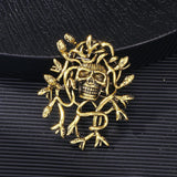 Maxbell Halloween Skull Brooch Pin Sturdy Fashion Dress Accessories Gothic for Party gold