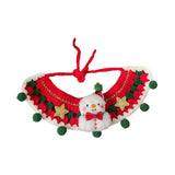 Maxbell Cat Knitted Collar Festive Decoration Dress up Soft for Dogs Cats Hand Woven green balls S