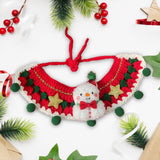 Maxbell Cat Knitted Collar Festive Decoration Dress up Soft for Dogs Cats Hand Woven green balls S