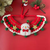 Maxbell Cat Knitted Collar Festive Decoration Dress up Soft for Dogs Cats Hand Woven green balls S