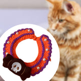 Maxbell Halloween Cat Costume Collar for Dogs Cats Knitted for Party Holiday Festive Black Ghost S