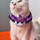 Maxbell Halloween Cat Costume Collar for Dogs Cats Knitted for Party Holiday Festive Black Ghost S