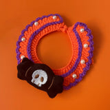 Maxbell Halloween Cat Costume Collar for Dogs Cats Knitted for Party Holiday Festive Black Ghost S