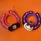 Maxbell Halloween Cat Costume Collar for Dogs Cats Knitted for Party Holiday Festive Black Ghost S