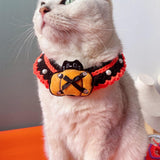 Maxbell Halloween Cat Costume Collar for Dogs Cats Knitted for Party Holiday Festive Black Ghost S