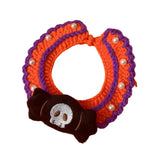 Maxbell Halloween Cat Costume Collar for Dogs Cats Knitted for Party Holiday Festive Black Ghost M