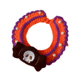 Maxbell Halloween Cat Costume Collar for Dogs Cats Knitted for Party Holiday Festive Black Ghost M