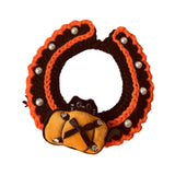Maxbell Halloween Cat Costume Collar for Dogs Cats Knitted for Party Holiday Festive Orange S