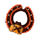 Maxbell Halloween Cat Costume Collar for Dogs Cats Knitted for Party Holiday Festive Orange S